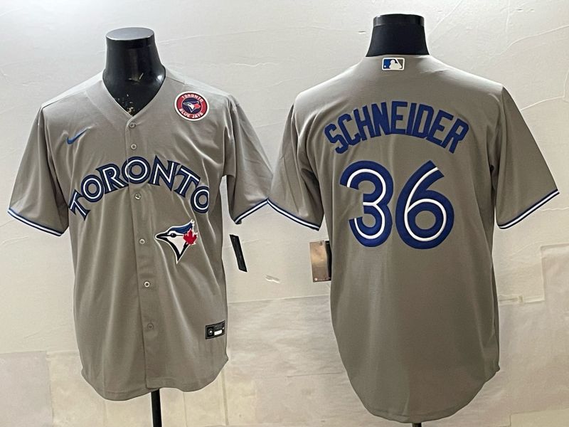 Men 2025 Nike Toronto Blue Jays #36 Schneider Grey Game MLB Jersey 05->toronto blue jays->MLB Jersey
